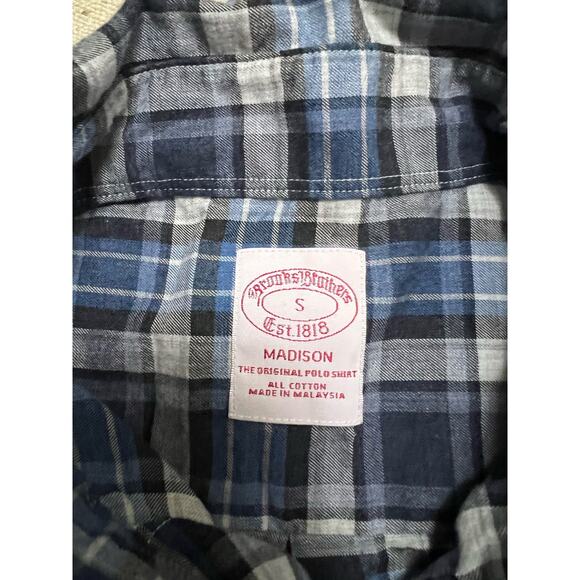 Vintage Brookes Brothers Shirt Mens Long Sleeve Small Blue Plaid - Picture 2 of 3